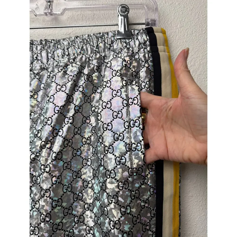 Gucci Silver GG Crystal Jogger Pants Men's M